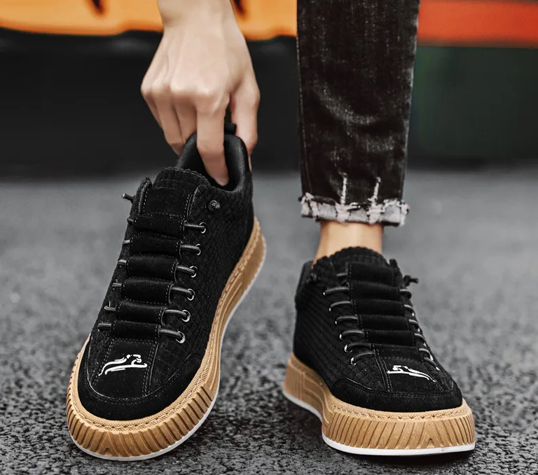 Sznurowane Sneakersy Męskie na Grubej Podeszwie