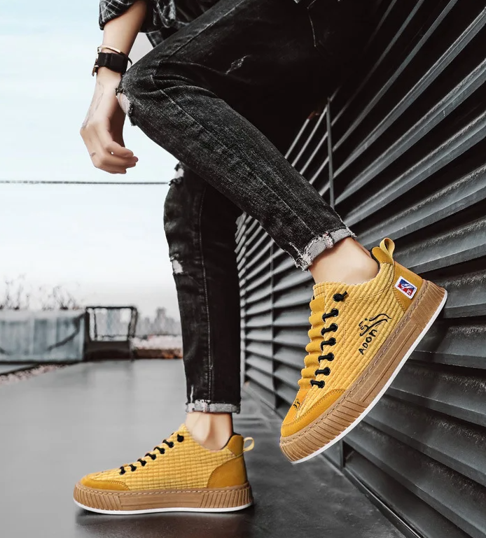 Sznurowane Sneakersy Męskie na Grubej Podeszwie