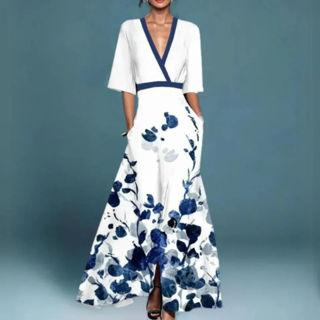 Floral Maxi Dress with a Wrap Waist