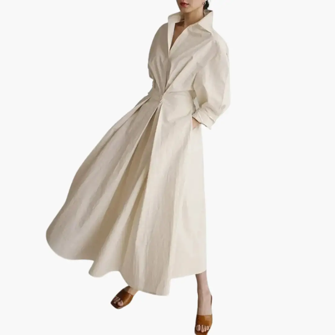 Collared Maxi Dress with Puff Sleeves