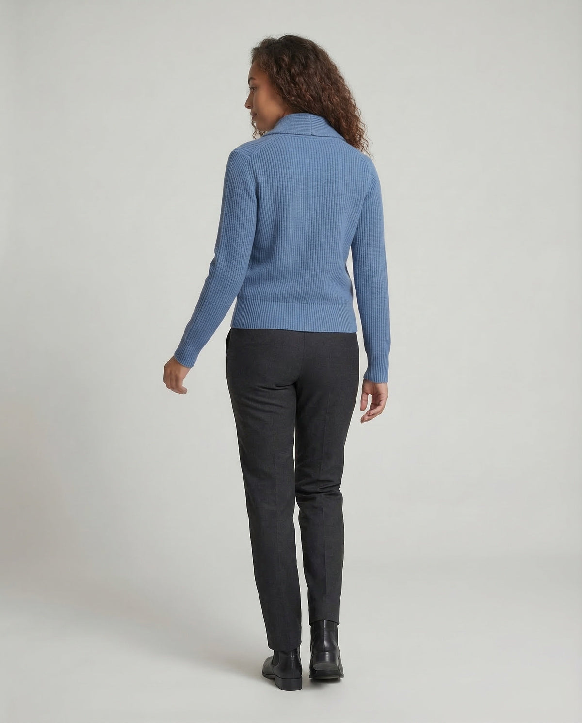 Sweater with a Ribbed Collar and Buttons