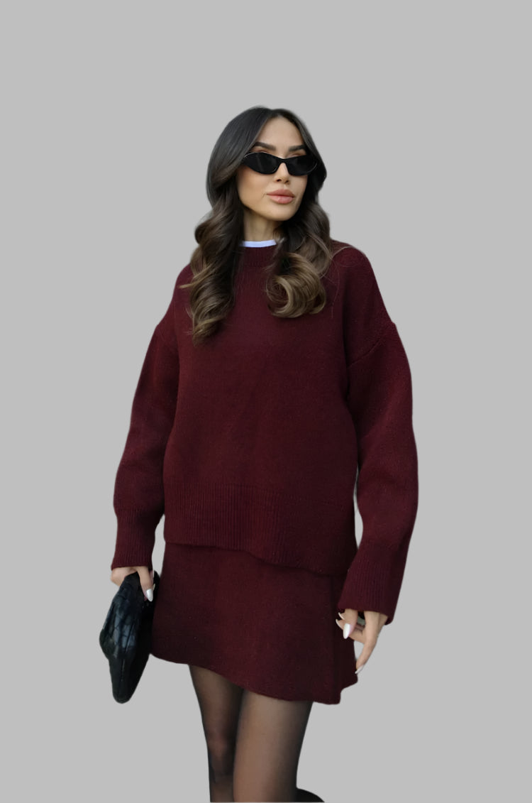 Sweter Oversize i Spódnica Mini Zestaw dla Kobiet