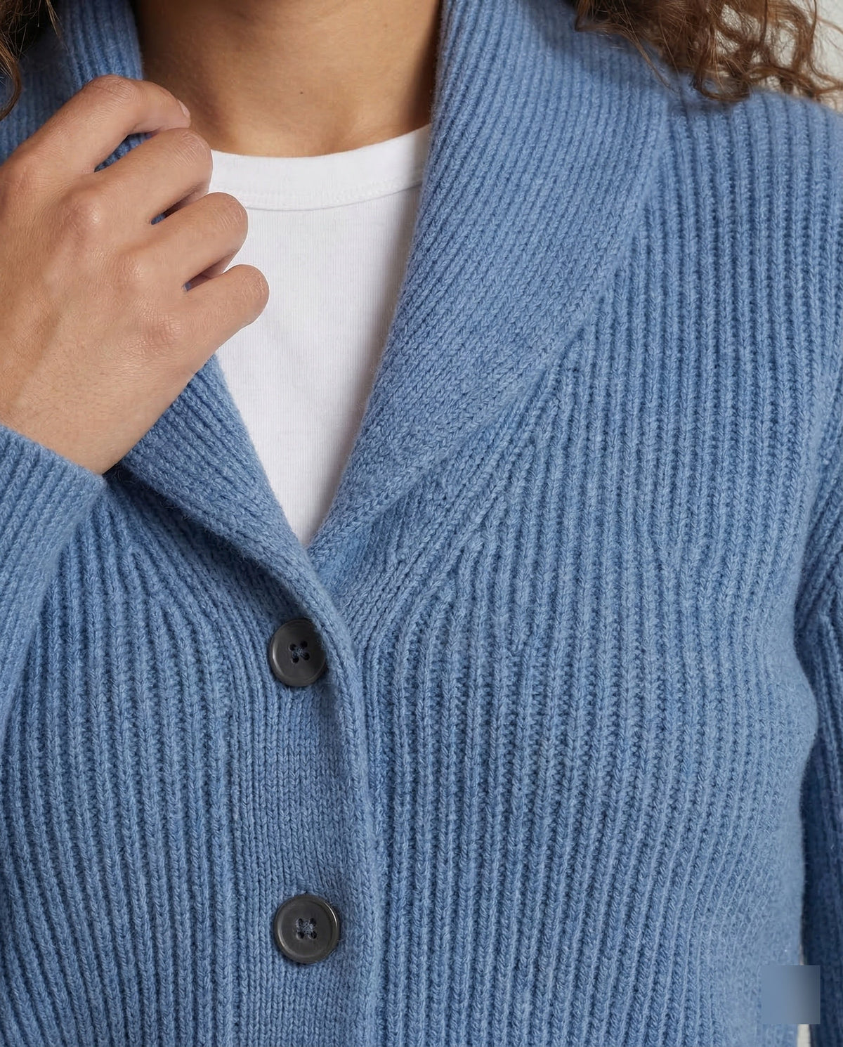 Sweater with a Ribbed Collar and Buttons