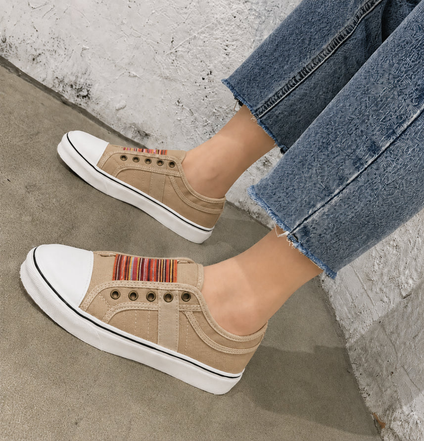 Szyte Warstwowe Klapki Slip On Płaskie Sneakersy