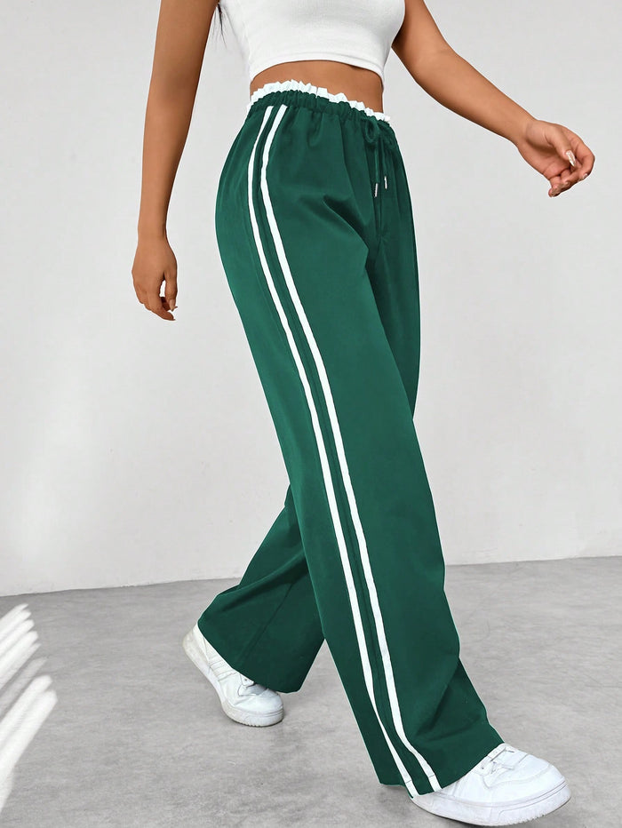 Drawstring Pants with Side Stripes