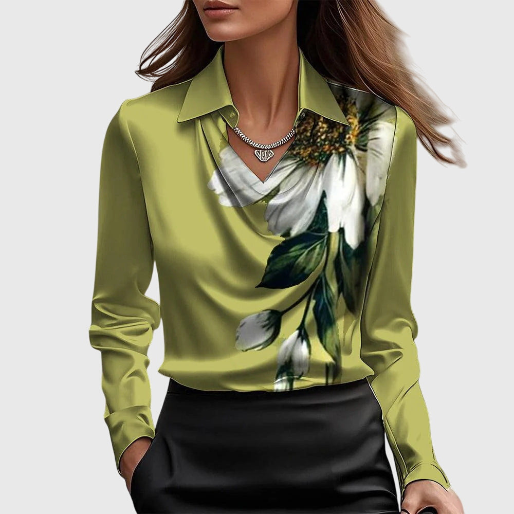 Women's Blouse with a Draped Collar