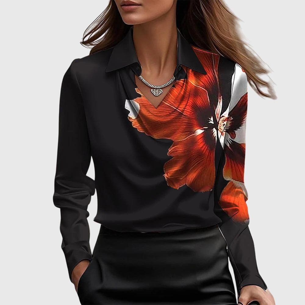 Women's Blouse with a Draped Collar