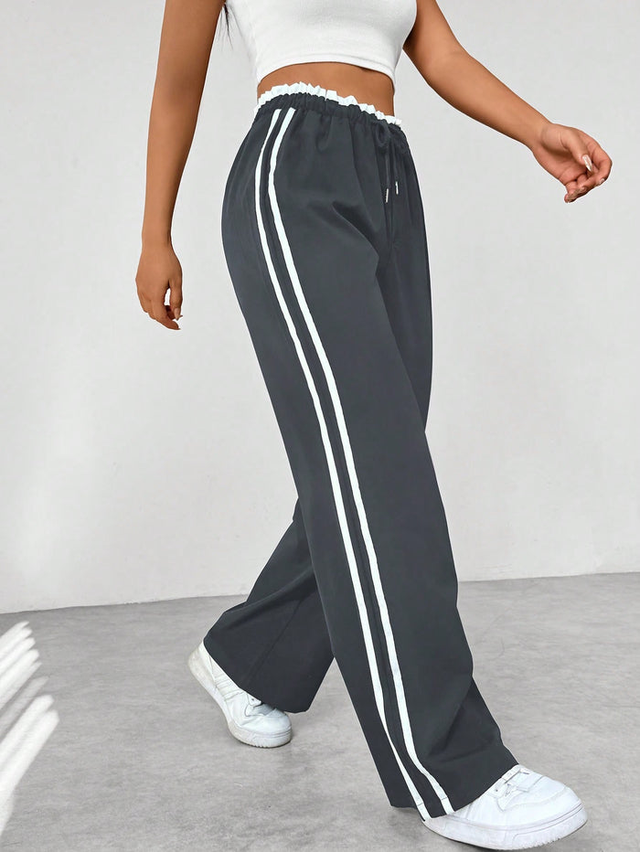 Drawstring Pants with Side Stripes