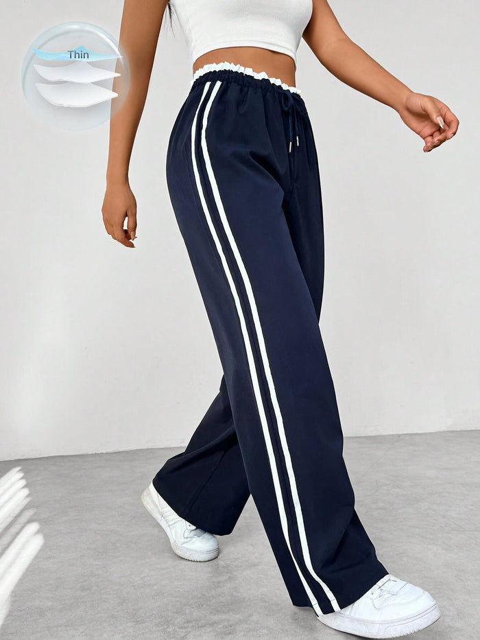 Drawstring Pants with Side Stripes