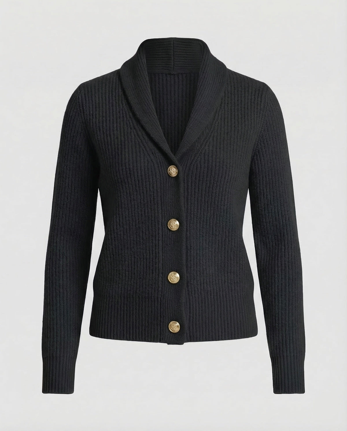 Sweater with a Ribbed Collar and Buttons