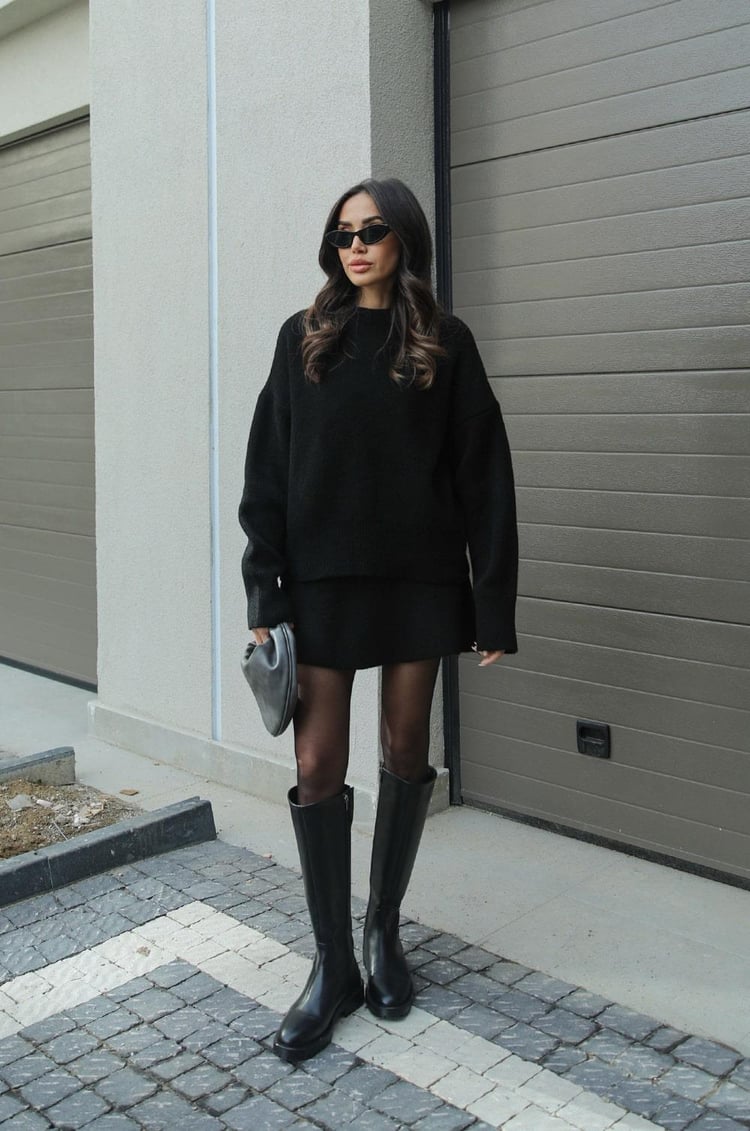 Sweter Oversize i Spódnica Mini Zestaw dla Kobiet
