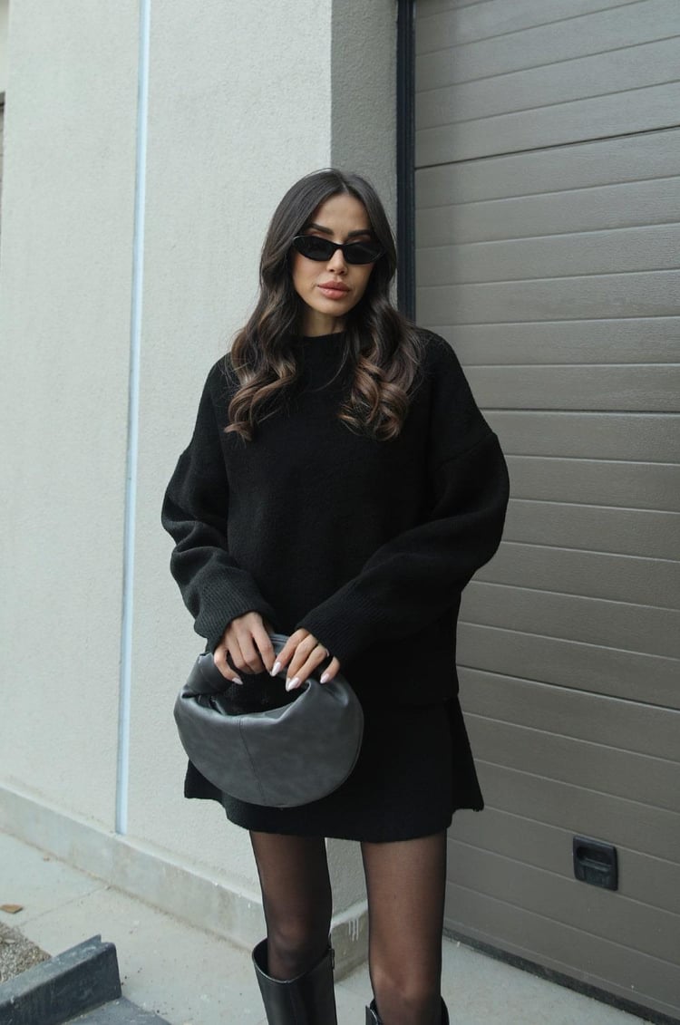 Sweter Oversize i Spódnica Mini Zestaw dla Kobiet