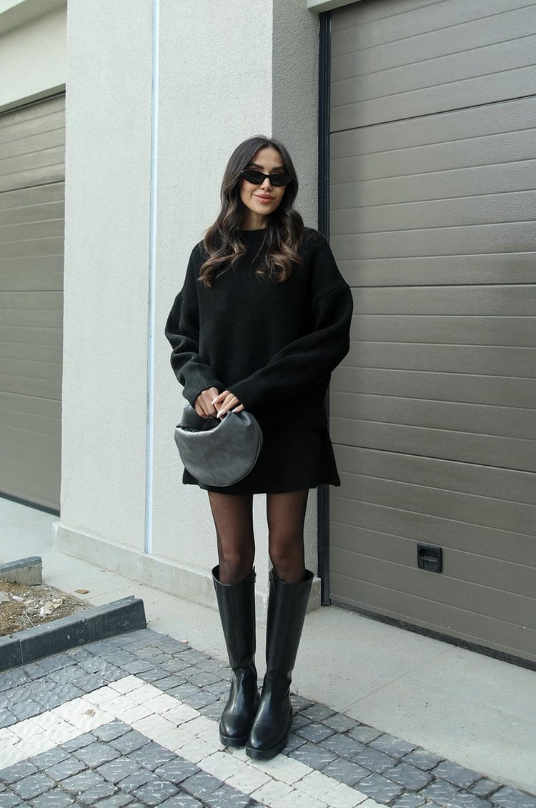 Sweter Oversize i Spódnica Mini Zestaw dla Kobiet