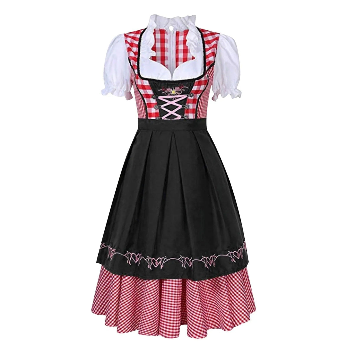 Sukienka Dirndl w Kratę z Krótkim Rękawem na Oktoberfest